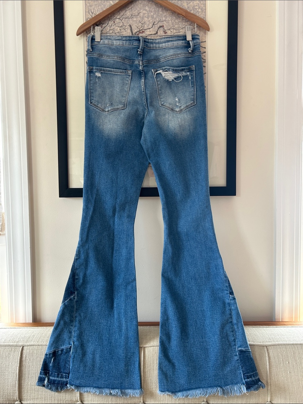 Super Cool Vervet High-Rise Flare Distressed Jeans with Godet Inserts - Picture 4 of 5